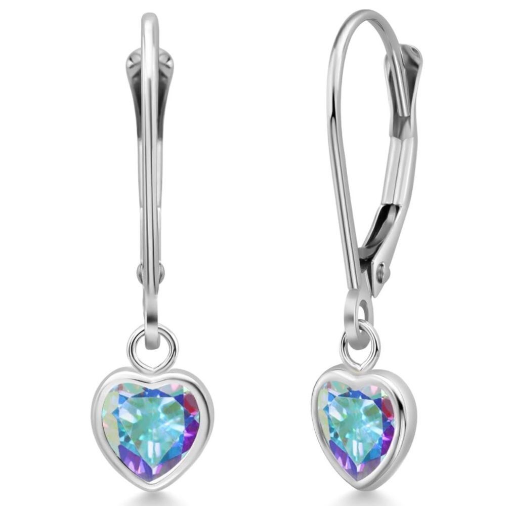 925 Sterling Silver 2.00 Cttw Mercury Mist Mystic Topaz Heart Leverback Earrings